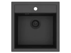 Discount HELIKA Einbauspüle Tessa 49 cm x 51 cm Schwarz inkl. Schwarzventil