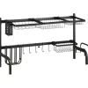 Sale Abtropfgestell Geschirr  2-Stufig 51-93 cm mit Haken Stahl Schwarz Schneidebretter|Besteckkästen