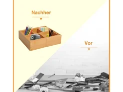Discount Aufbewahrungsbox Organizer Ausziehbar Bambus Natur 24,6 x 17,6 x 7 cm Küchen-Ordnungssysteme