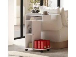 Sale Beistelltisch Couchtisch Spanplatte Weiß 40L x 30B x 69H cm Servierwagen