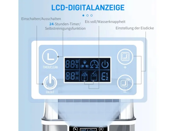 HOMCOM Haushaltsgeräte<Eiswürfelmaschine Rostfreier Stahl Kupfer Silber 36L x 252B x 371H cm