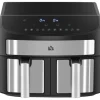 HOMCOM Haushaltsgeräte<Heißluftfritteuse mit Doppelkammer Airfryer 10 Programmen 2400 W Schwarz