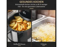 New Heißluftfritteuse Stahl Kunststoff Schwarz 34,2L x 25,6B x 31,8H cm Haushaltsgeräte