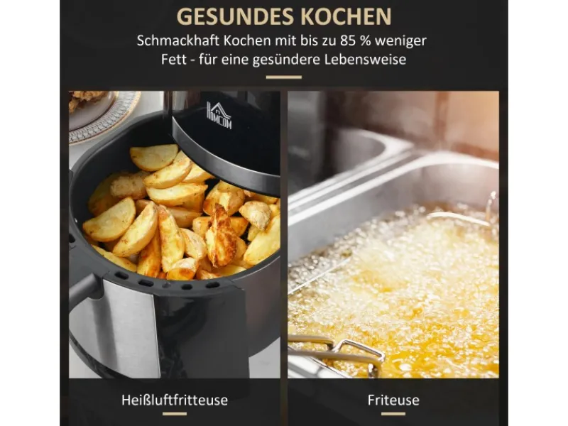 New Heißluftfritteuse Stahl Kunststoff Schwarz 34,2L x 25,6B x 31,8H cm Haushaltsgeräte