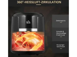 New Heißluftfritteuse Stahl Kunststoff Schwarz 34,2L x 25,6B x 31,8H cm Haushaltsgeräte