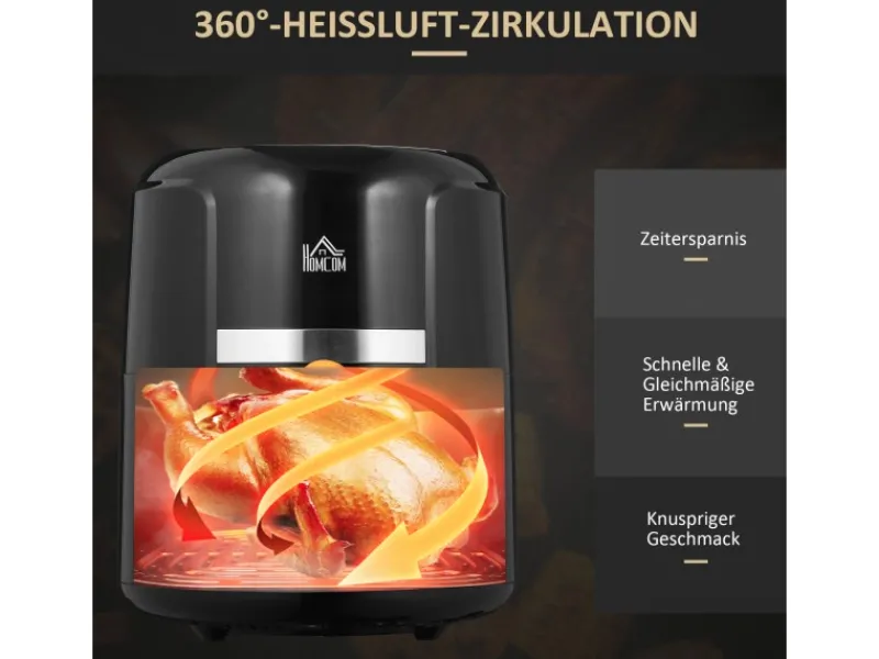 New Heißluftfritteuse Stahl Kunststoff Schwarz 34,2L x 25,6B x 31,8H cm Haushaltsgeräte