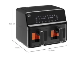 Clearance HOMCOM Heißluftfritteuse Stahl Kunststoff Schwarz 38,5L x 38B x 30,5H cm
