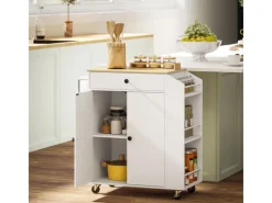 Clearance Kücheninsel mit Arbeitsplatte Spanplatte MDF Weiß 82L x 38B x 86,5H cm Kücheninseln|Servierwagen