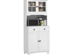 New HOMCOM Küchenschrank Hochschrank Spanplatte Weiß 74,5L x 40B x 172H cm