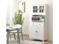 New HOMCOM Küchenschrank Hochschrank Spanplatte Weiß 74,5L x 40B x 172H cm