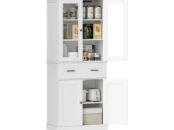 New Küchenschrank MDF Spanplatte Cremeweiß 76L x 40B x 182,5H cm Küchenschränke