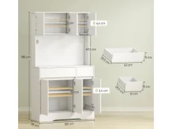 HOMCOM Küchenschränke<Küchenschrank Spanplatte MDF 100L x 38B x 180H cm Weiß