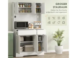 HOMCOM Küchenschränke<Küchenschrank Spanplatte MDF 100L x 38B x 180H cm Weiß