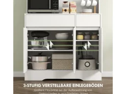 HOMCOM Küchenschränke<Küchenschrank Spanplatte MDF 100L x 38B x 180H cm Weiß