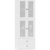 Küchenschrank Spanplatte Glas 59L x 30B x 170H cm Weiß Küchenschränke