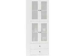 Küchenschrank Spanplatte Glas 59L x 30B x 170H cm Weiß Küchenschränke