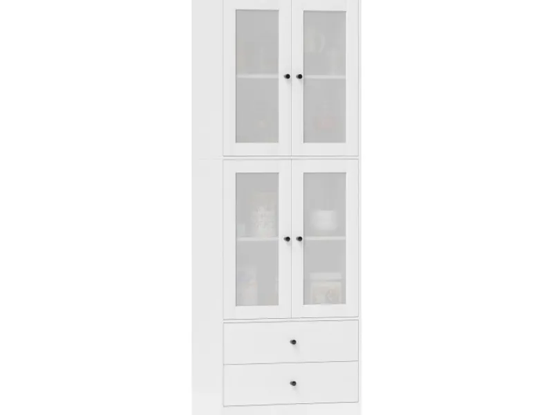 Küchenschrank Spanplatte Glas 59L x 30B x 170H cm Weiß Küchenschränke