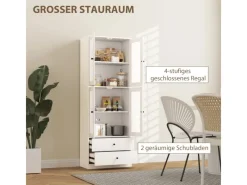 Küchenschrank Spanplatte Glas 59L x 30B x 170H cm Weiß Küchenschränke