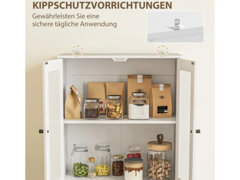 Küchenschrank Spanplatte Glas 59L x 30B x 170H cm Weiß Küchenschränke