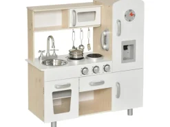 Online HOMCOM Küchenspielzeug Traumküche Kiefer MDF Weiß 74L x 30B x 81H cm