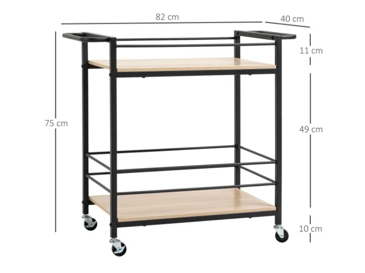 Best HOMCOM Küchenwagen mit 2 Ebenen Spanplatte 82 x 40 x 75 cm