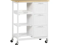 Online HOMCOM Küchenwagen mit 3 Schubladen & 3 Ebenen Arbeitsplatte Weiß 67 x 37 x 85 cm
