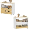 Hot Küchenwagen Spanplatte Gummiholz Eiche 107L x 50B x 85H cm Kücheninseln|Servierwagen