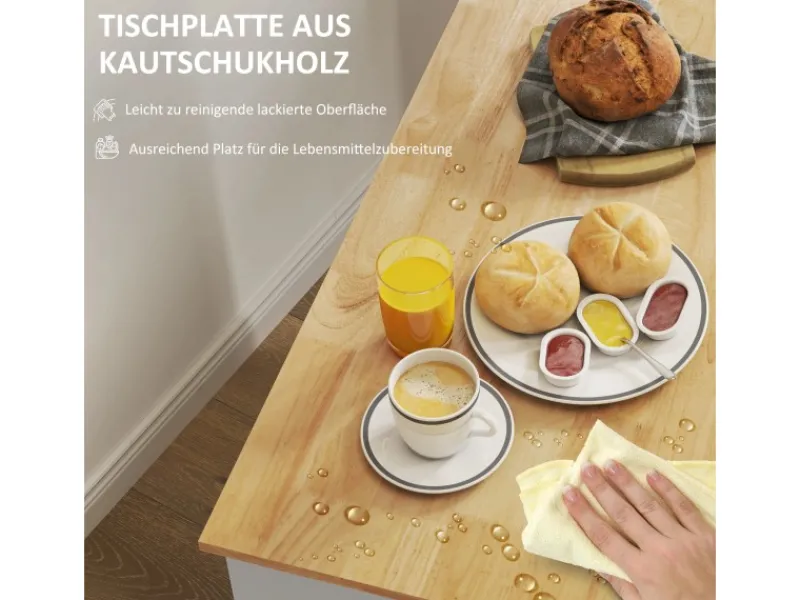Hot Küchenwagen Spanplatte Gummiholz Eiche 107L x 50B x 85H cm Kücheninseln|Servierwagen