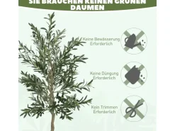 Clearance HOMCOM Künstlicher Olivenbaum Groß 180 cm Plastik Künstliche Pflanzen