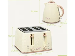 HOMCOM Haushaltsgeräte<Kocher-Toaster-Set Kunststoff Stahl 24,2L x 19,5B x 23,4H cm Beige