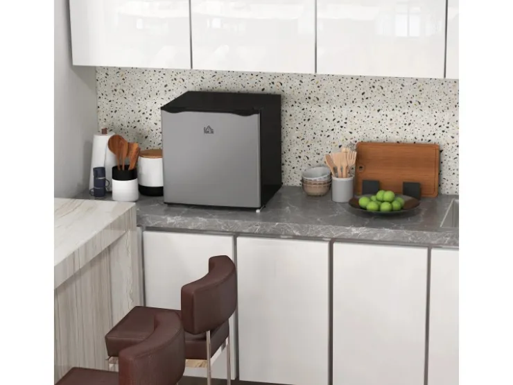 Outlet HOMCOM Mini Gefrierschrank Stahl Kunststoff Silber 47L x 44,2B x 48,8H cm
