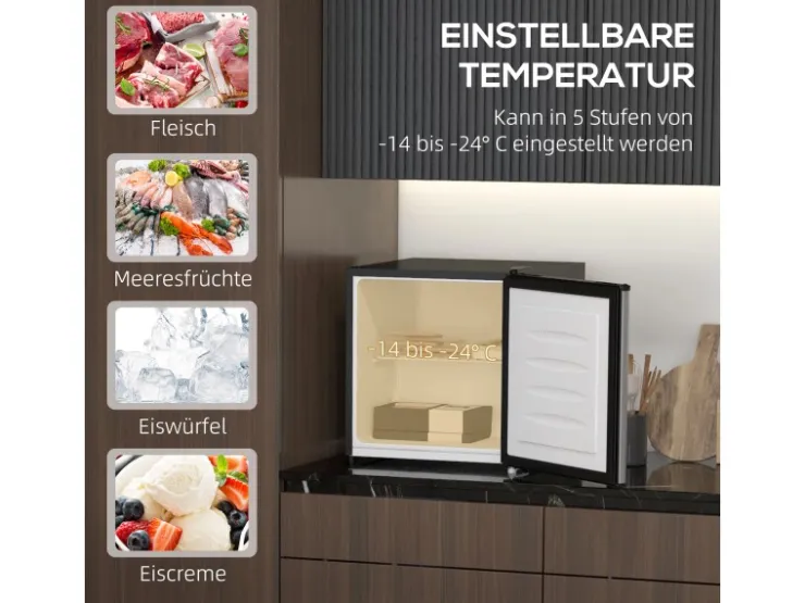 Outlet HOMCOM Mini Gefrierschrank Stahl Kunststoff Silber 47L x 44,2B x 48,8H cm