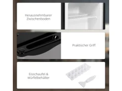 Outlet HOMCOM Mini Gefrierschrank Stahl Kunststoff Silber 47L x 44,2B x 48,8H cm