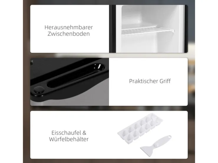 Outlet HOMCOM Mini Gefrierschrank Stahl Kunststoff Silber 47L x 44,2B x 48,8H cm