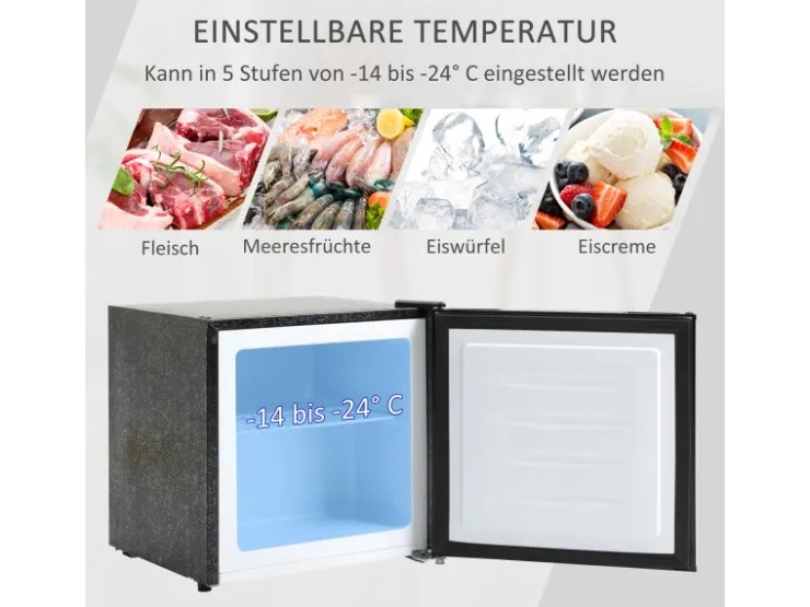 Sale HOMCOM Mini Gefrierschrank Stahl Kunststoff Schwarz 47L x 44,2B x 48,8H cm
