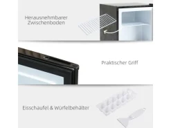 Sale HOMCOM Mini Gefrierschrank Stahl Kunststoff Schwarz 47L x 44,2B x 48,8H cm