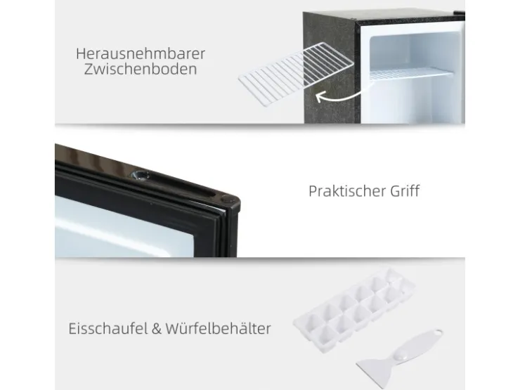 Sale HOMCOM Mini Gefrierschrank Stahl Kunststoff Schwarz 47L x 44,2B x 48,8H cm