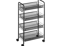 Best HOMCOM Servierwagen mit Haken Stahl Schwarz 45L x 26,5B x 84H cm