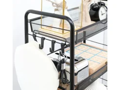 Best HOMCOM Servierwagen mit Haken Stahl Schwarz 45L x 26,5B x 84H cm