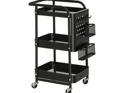 Online HOMCOM Servierwagen Stahl Kunststoff 51,5L x 32B x 75,6H cm Schwarz