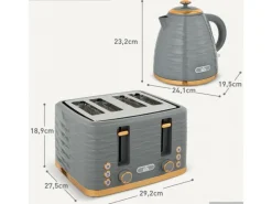 Online Wasserkocher und Toaster Set Stahl Grau 24,1L x 19,5B x 23,2H cm Kaffeemaschinen|Haushaltsgeräte
