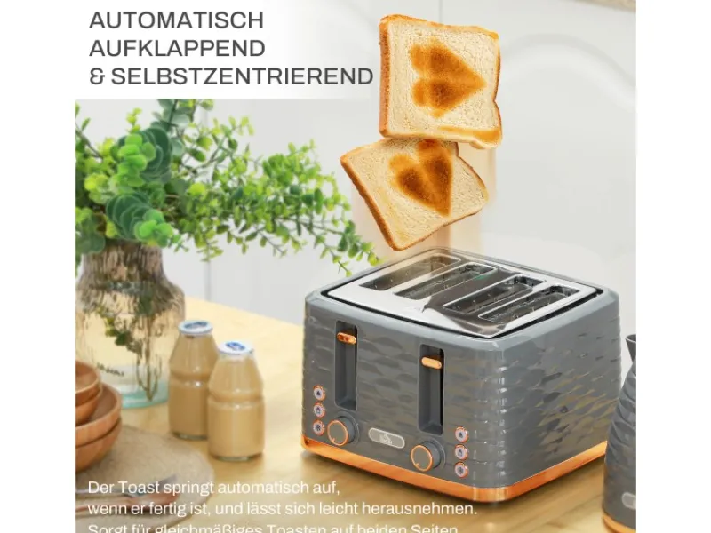 Online Wasserkocher und Toaster Set Stahl Grau 24,1L x 19,5B x 23,2H cm Kaffeemaschinen|Haushaltsgeräte