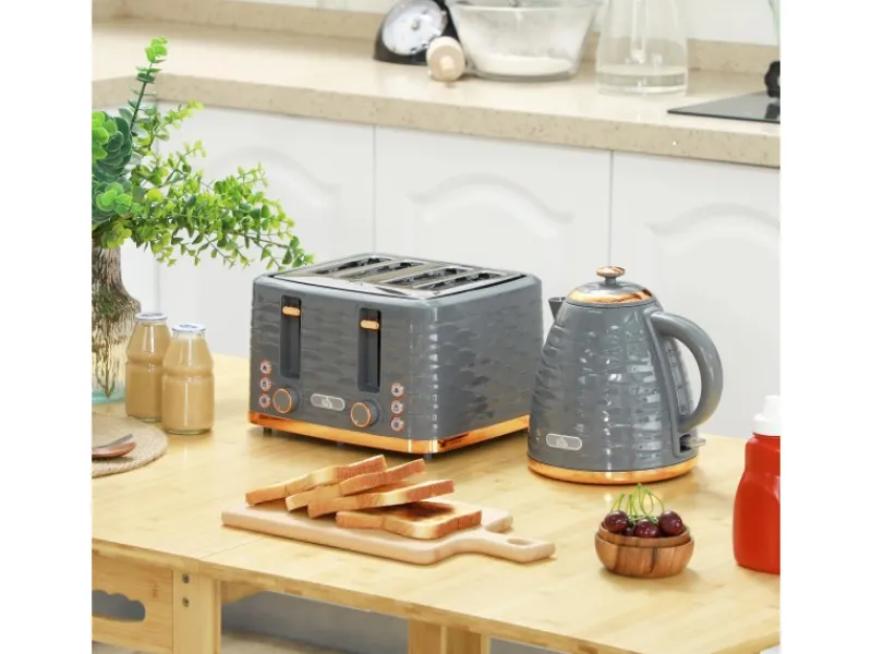 Online Wasserkocher und Toaster Set Stahl Grau 24,1L x 19,5B x 23,2H cm Kaffeemaschinen|Haushaltsgeräte