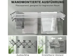 Clearance Wäscheständer Wand Ausziehbar Wäschetrockner  86 x 61 x 22 cm Silber Wäschetrockner