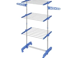 Outlet Wäschetrockner mit Rollen Seitenflügel Stahl Blau 80/142 x 55 x 152 cm Wäschetrockner