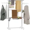 Discount HOMCOM Wäschetrockner mit Rollen 3 Ebenen Klappbar Stahl Weiß 80/142 x 55 x152cm