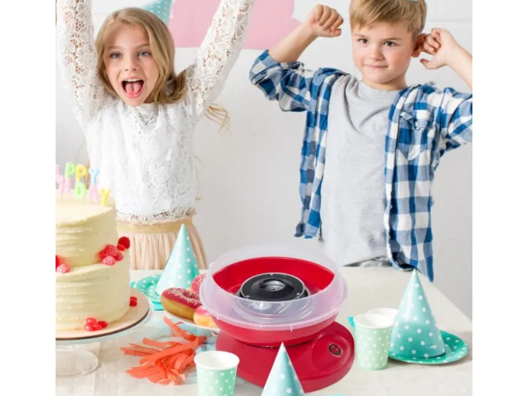 Sale HOMCOM Zuckerwattemaschine Einfach zu Bedienendes Zuckerwattegerät PP Rot