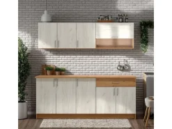 Homestyle4u Miniküchen|Küchenregale<Küchenzeile ohne Geräte 200 cm Eiche