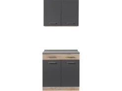 Clearance Homestyle4u Küchenzeile 80x207x60 in Grau 2361