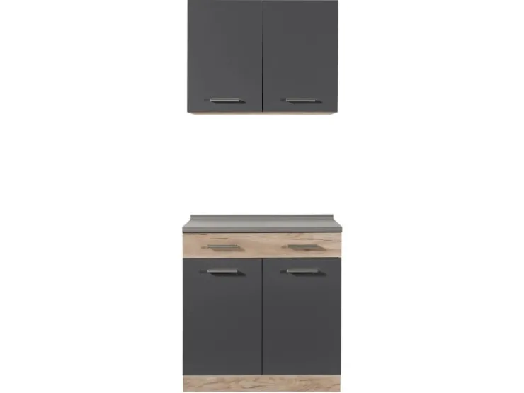 Clearance Homestyle4u Küchenzeile 80x207x60 in Grau 2361